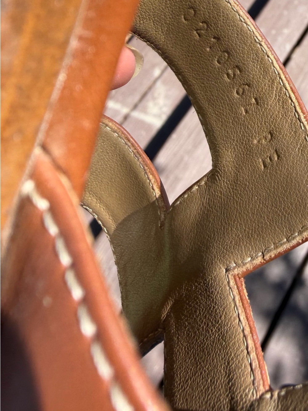Hermes Brown Leather H Oran Slide Sandals - Picture 2 of 6